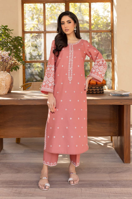 Limited stock-2PC Coral Jasper Embroidered Dress